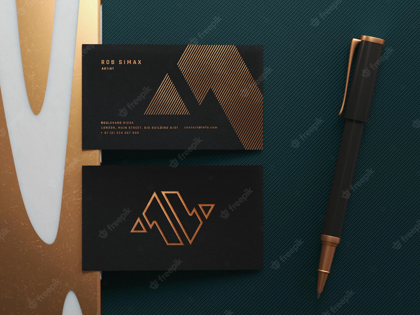 Golden Business Card Mockup Template 1051 3110