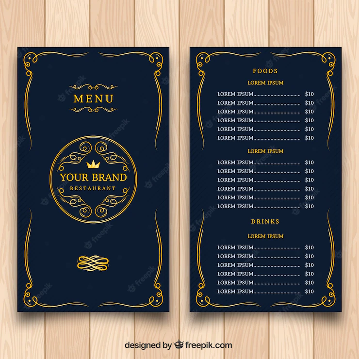 Golden Menu Template With Baroque Style 23 2147652712
