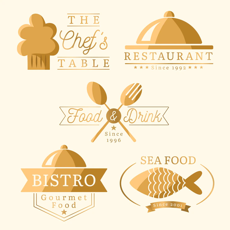 Golden Retro Restaurant Logo Set 23 2148377366