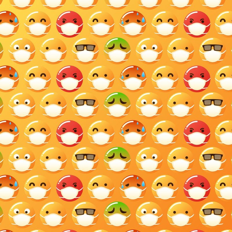 Gradient emoji with face mask pattern Free Vector