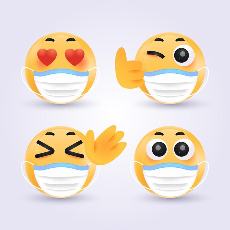 Gradient emoji with face masks Free Vector