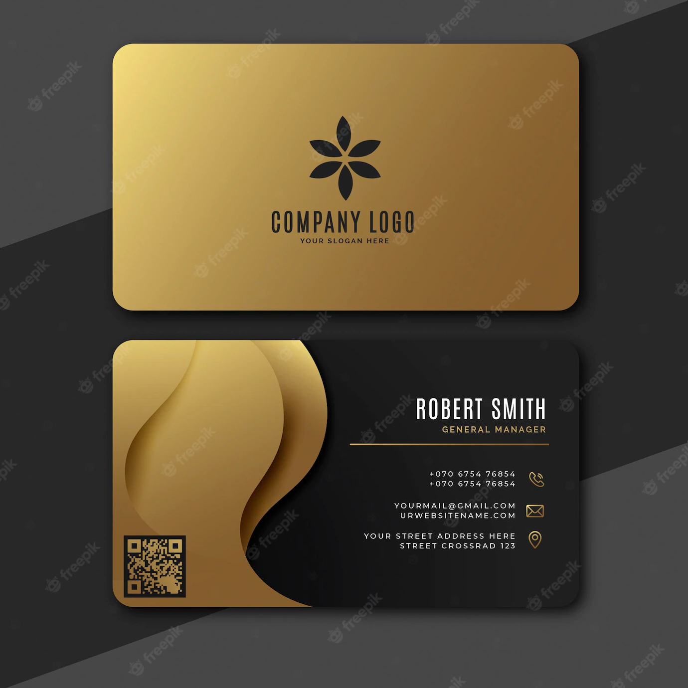 Gradient Golden Luxury Horizontal Business Card Template 23 2149025600