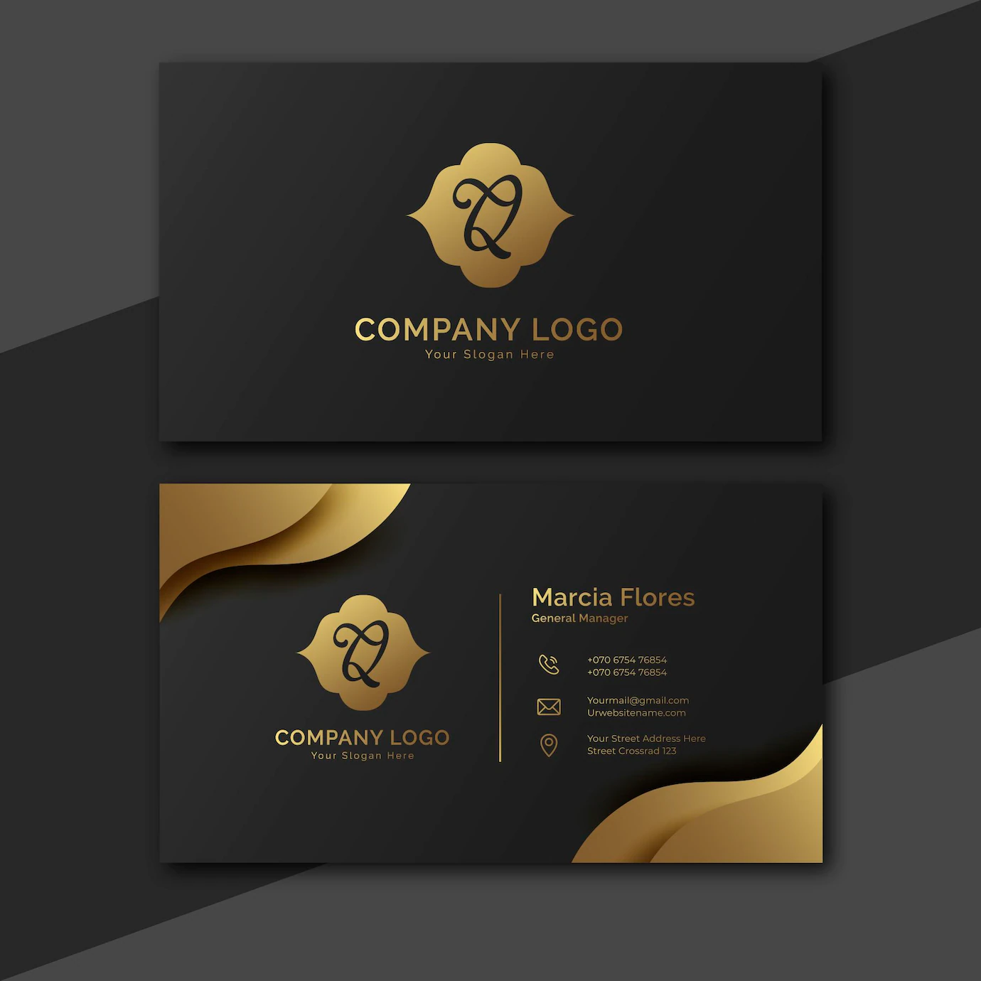 Gradient Golden Luxury Horizontal Business Card Template 23 2149025601