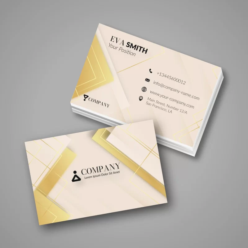 Gradient golden luxury horizontal business card template Free Vector