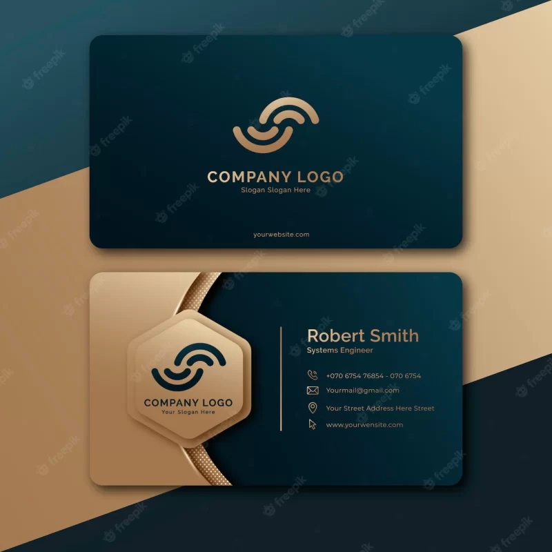 Gradient golden luxury horizontal business card template Free Vector