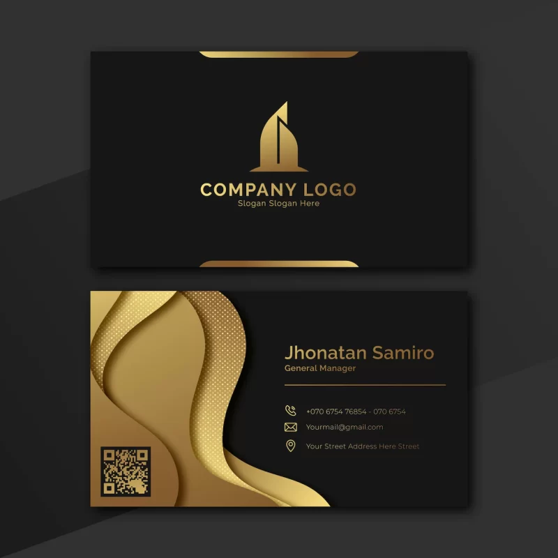 Gradient golden luxury horizontal business card template Free Vector