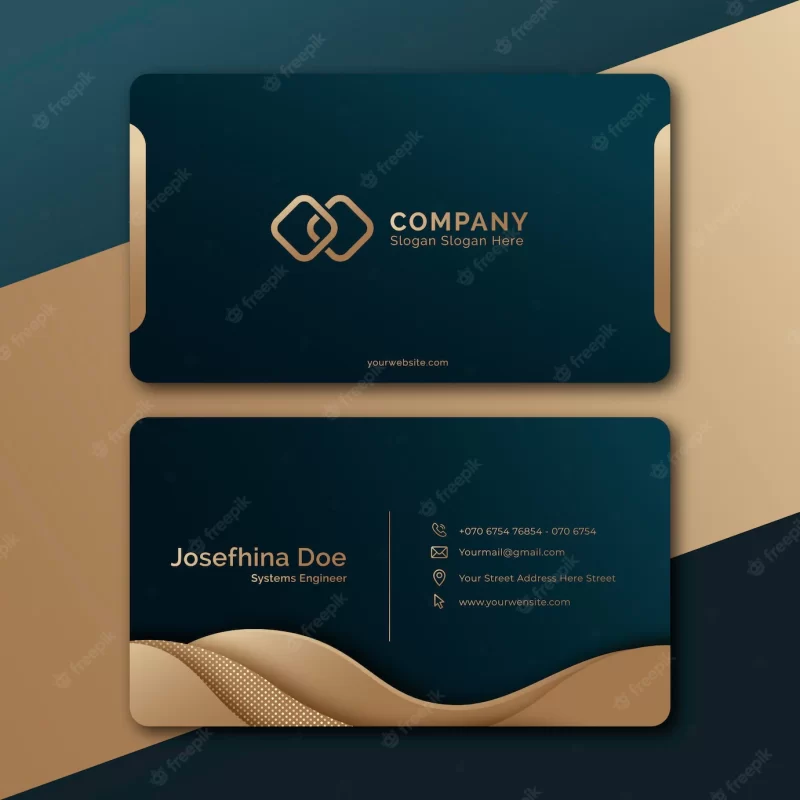 Gradient golden luxury horizontal business card template Free Vector