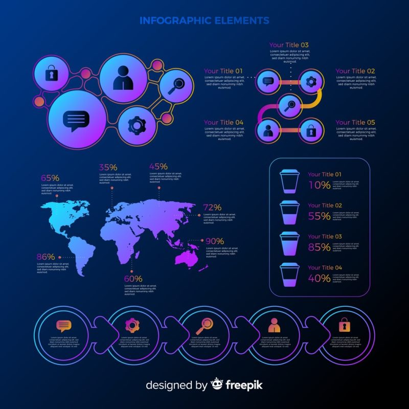 Gradient infographic element collection Free Vector