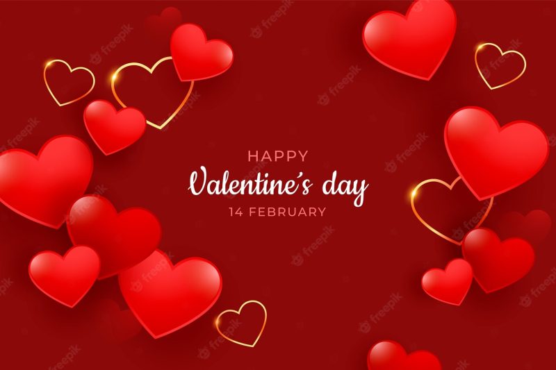 Gradient valentine’s day background with hearts Premium Vector