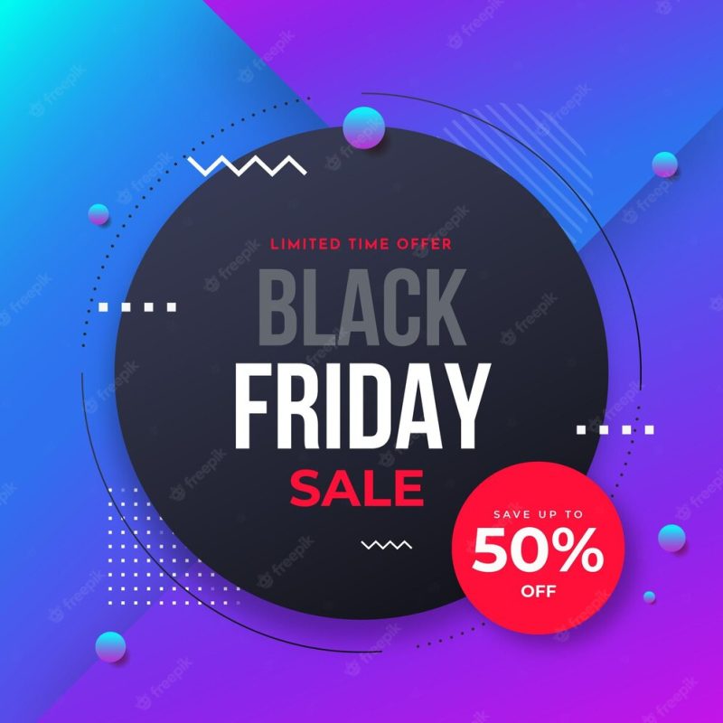 Gradient violet and blue black Friday concept Free Vector