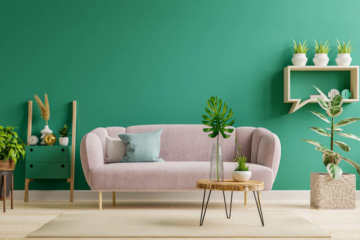 Green Interior Modern Interior Living Room Style With Soft Sofa Green Wall 3d Rendering 41470 3902