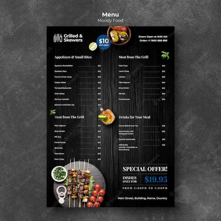 Grilled Food Veggies Restaurant Menu Template 23 2148429043