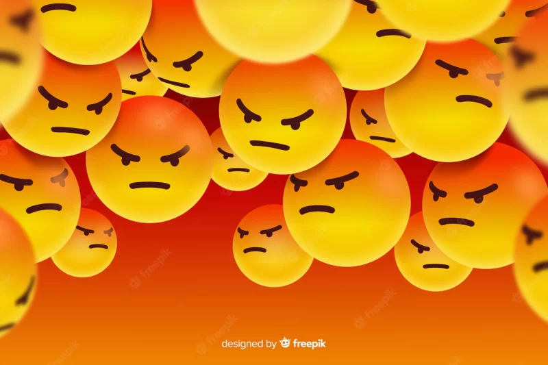 Group of angry emoji characters Free Vector