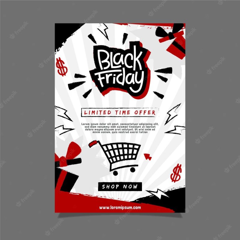 Hand drawn black Friday flyer template Free Vector