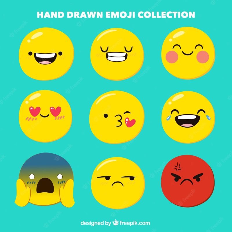 Hand-drawn emoji collection Free Vector
