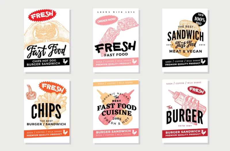 Hand drawn fast food flyer Free Vector