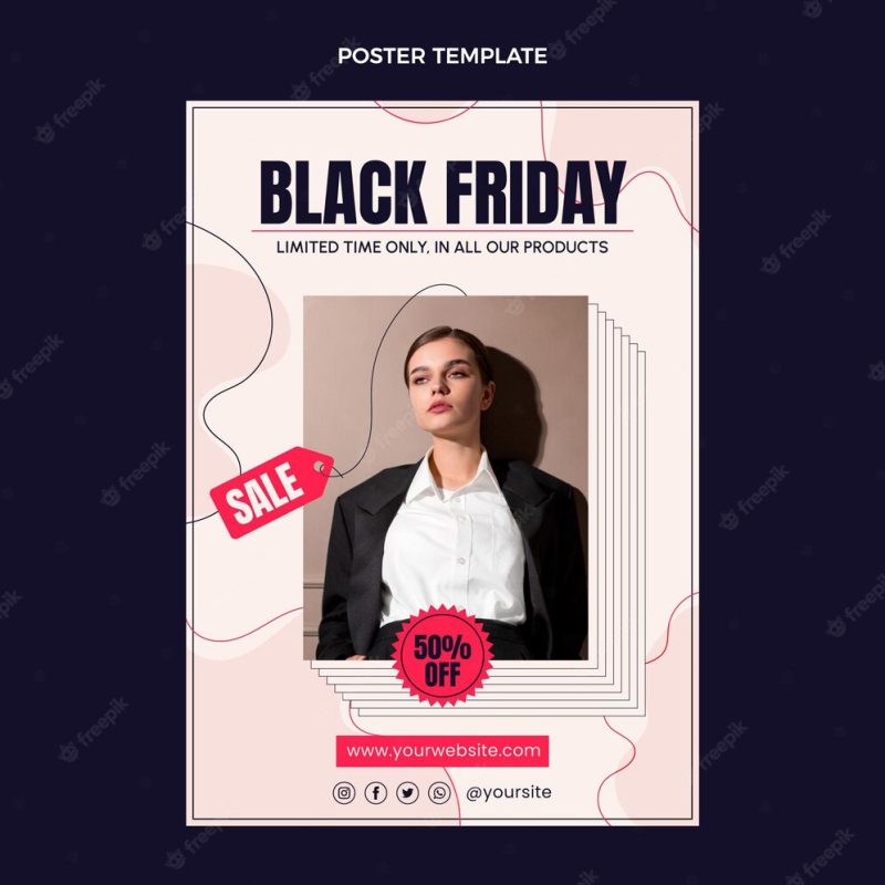 Hand drawn flat black Friday vertical poster template Free Vector