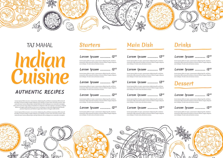 Hand Drawn Indian Menu Template 52683 68005