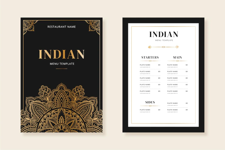 Hand drawn indian menu template Free Vector