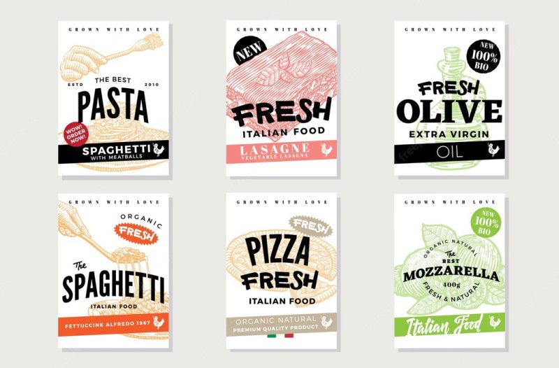 Hand drawn italian food flyers Free Vector