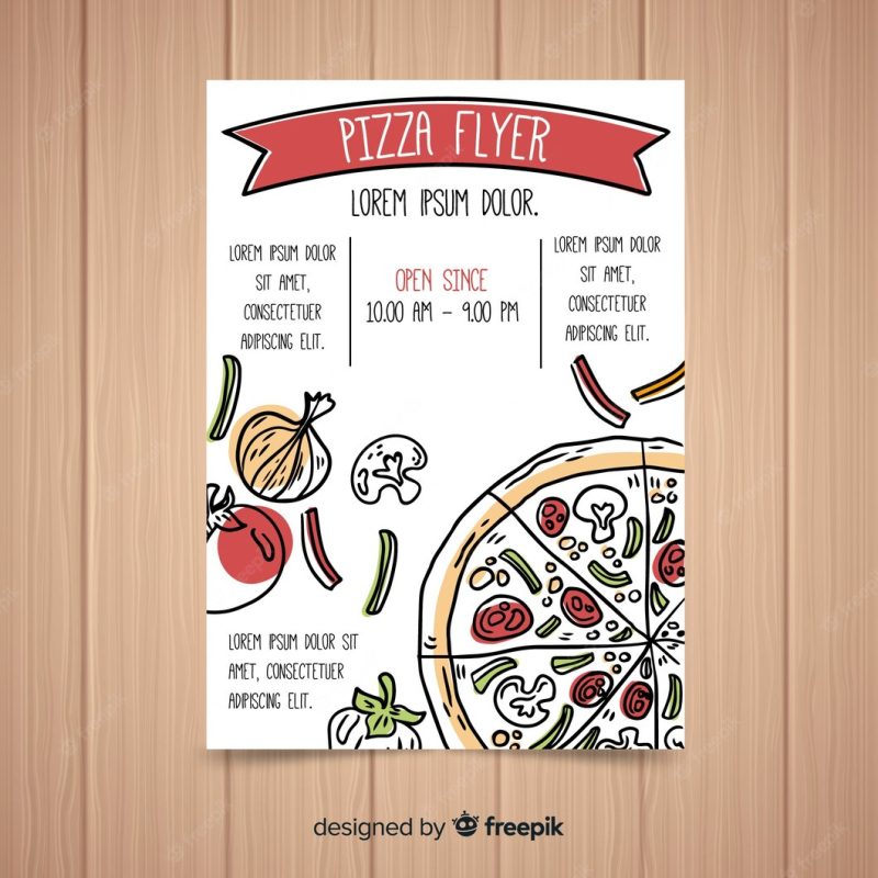 Hand drawn pizza flyer template Free Vector