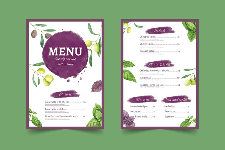 Hand Painted Watercolor Rustic Restaurant Menu Template 23 2148955058