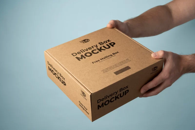 Hands holding delivery pack high angle Free Psd