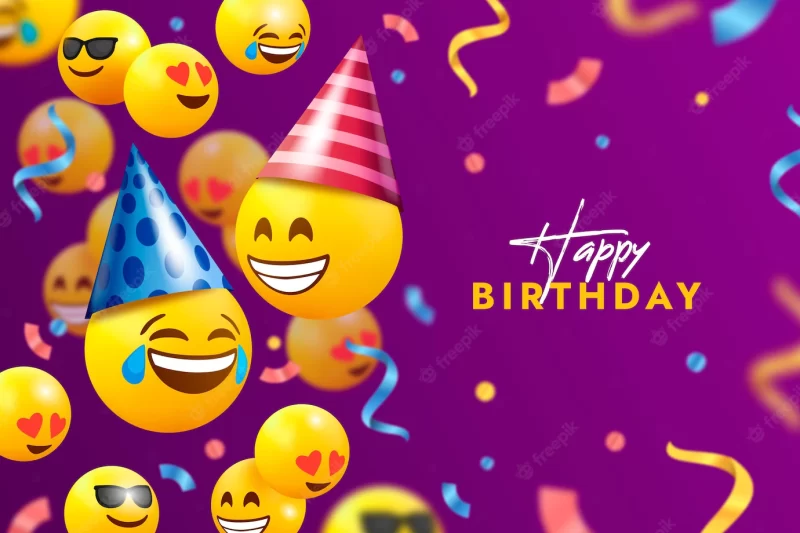 Happy birthday emoji background Free Vector