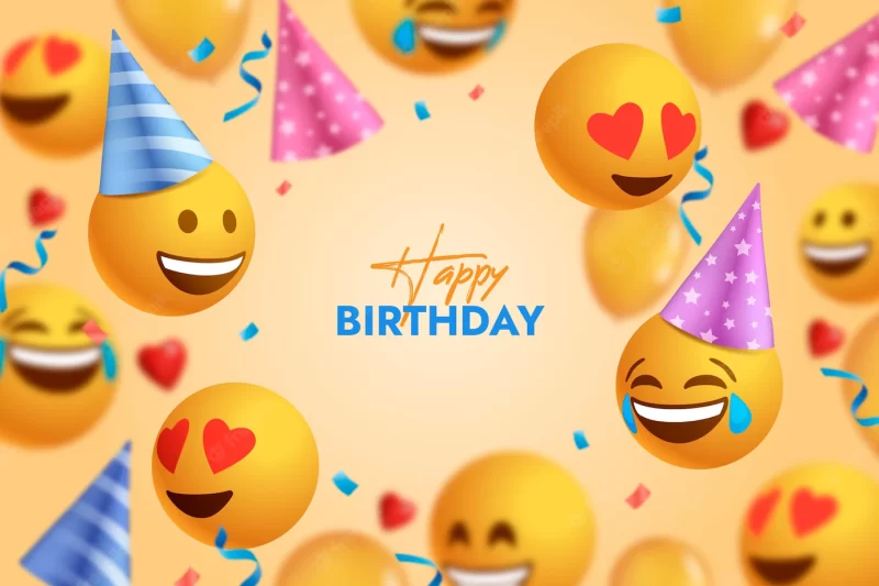 Happy birthday emoji background Free Vector