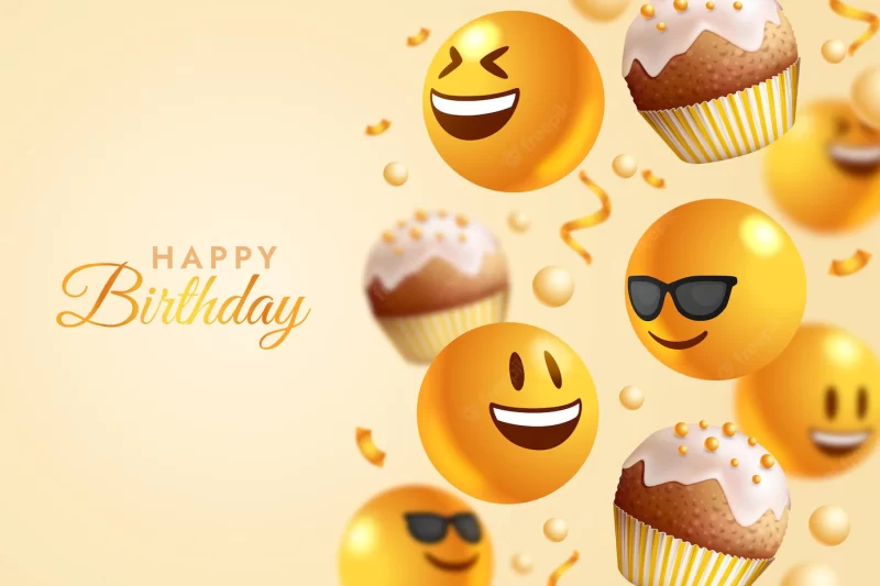 Happy birthday emoji reactions background Free Vector