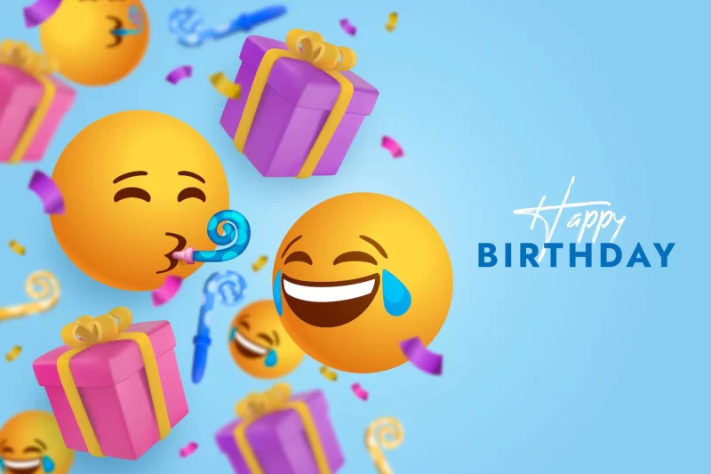 Happy birthday realistic emoji background Free Vector