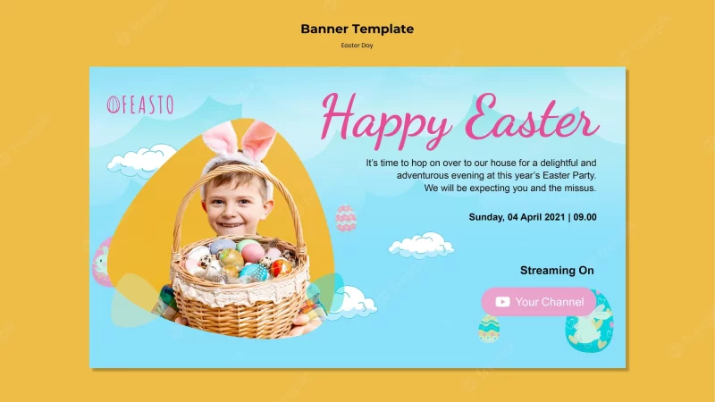 Happy Easter banner template Free PSD flyer