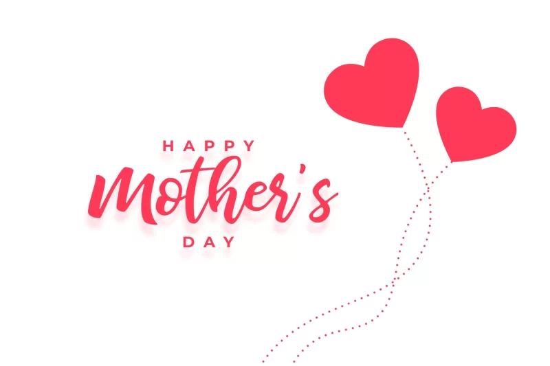 Happy mothers day card with two hearts Free Vector download