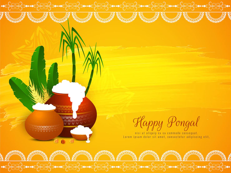 Happy Pongal Festival Artistic Yellow Color Background Design Vector 1055 11826