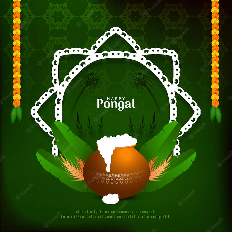 Happy Pongal Festival Decorative Green Color Background Vector 1055 11808