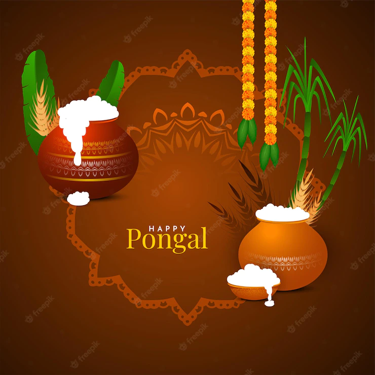 Happy Pongal Harvest Festival Brown Color Background Design Vector 1055 11762