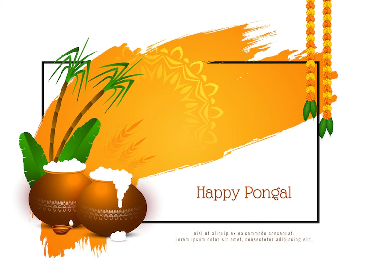 Happy Pongal Religious Crop Festival Greeting Background Design Vector 1055 11850