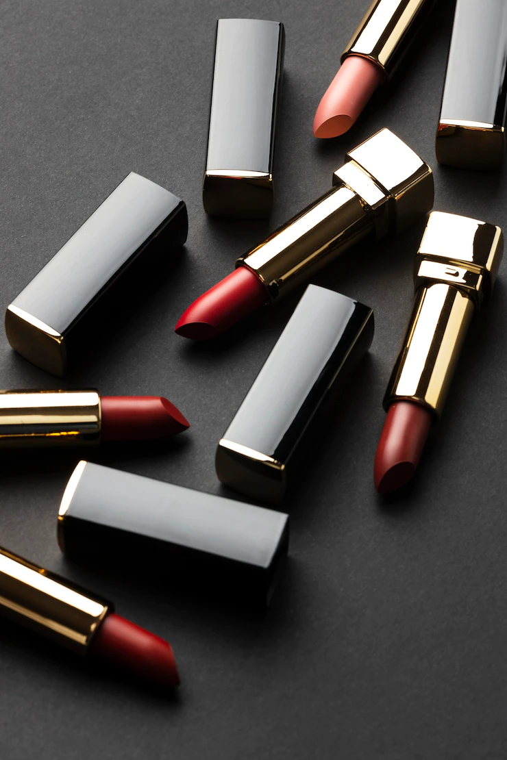 High angle lipsticks arrangement Free Photo