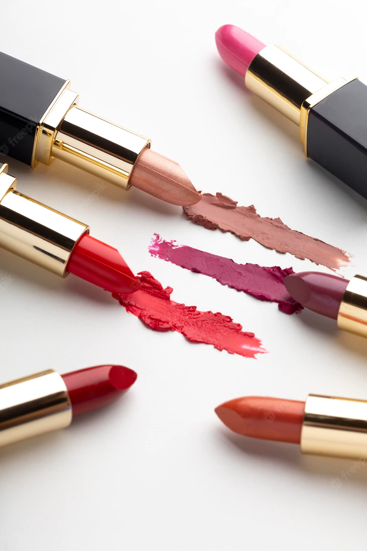 High angle lipsticks arrangement Free Photo