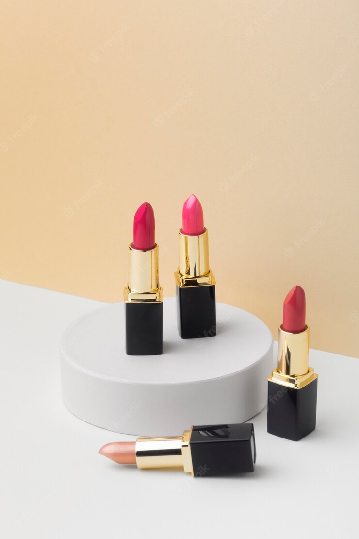 High angle pink shades lipstick Free Photo