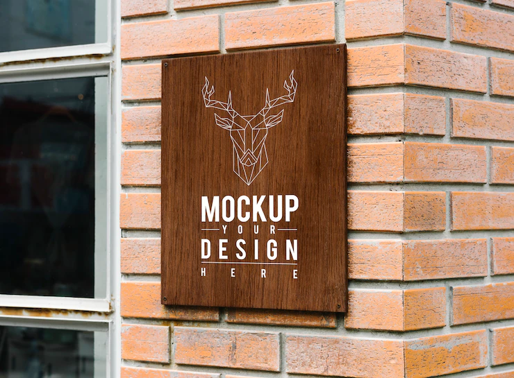 Hipster Shop Sign Mockup With Elk Motif 53876 65961