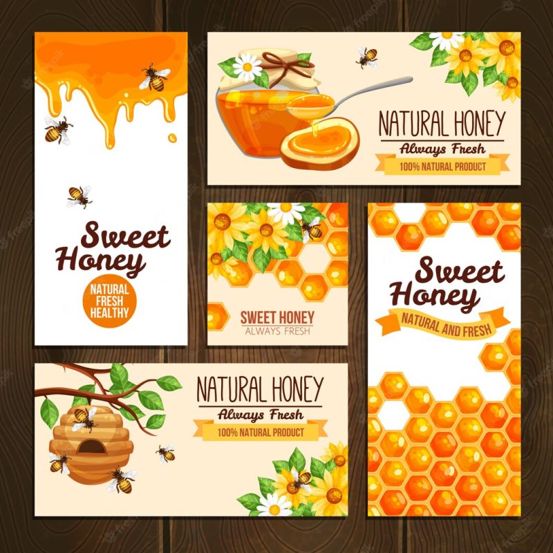 Honey advertising banners Free Vector