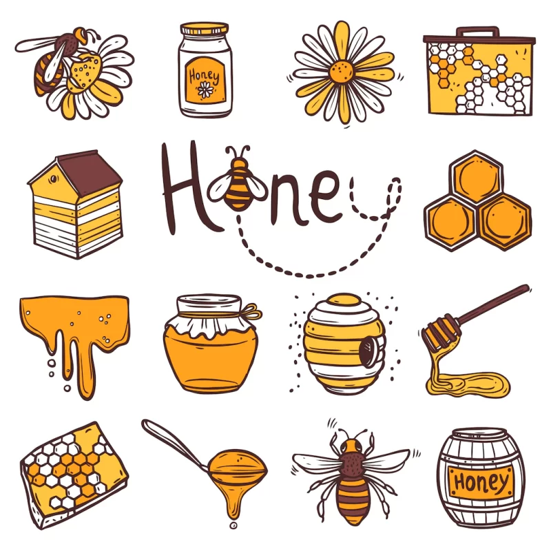 Honey icons set Free Vector