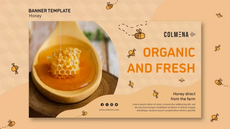 Honey shop ad banner template Free Psd