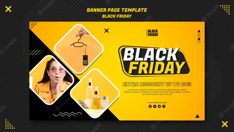 Horizontal banner template for black friday clearance Free Psd