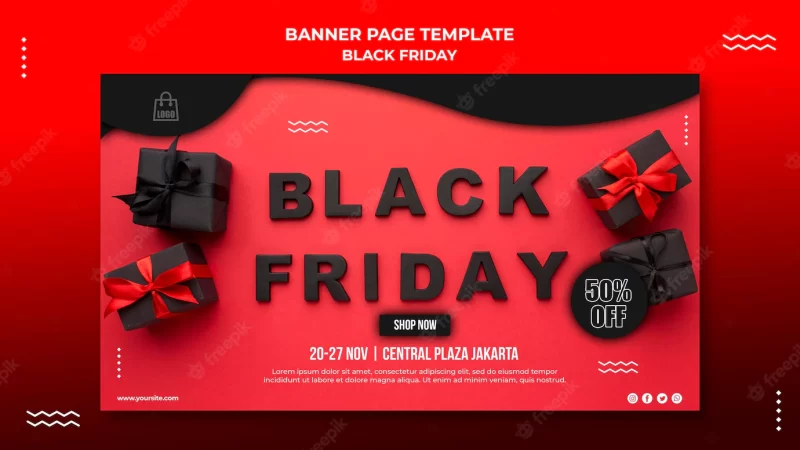 Horizontal banner template for black Friday sale Free Psd