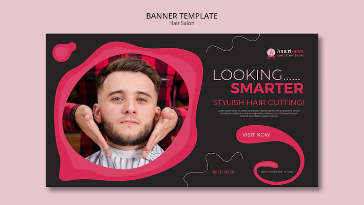 Horizontal banner template for hair salon Free Psd