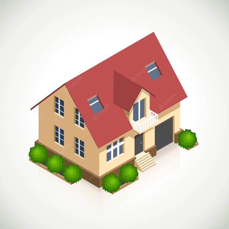 House 3d Vector Icon With Green Bushes Architecture Home Structure Window 1284 46223