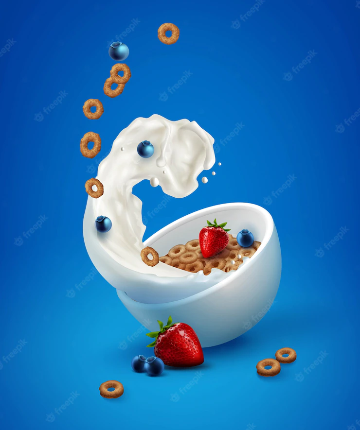 Illustration Bowl With Corn Rings Milk Splash Fresh Berries 212889 5218