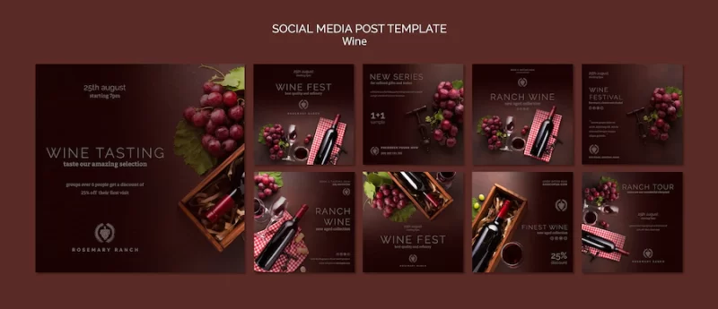 Instagram posts collection for wine tasting Free Psd